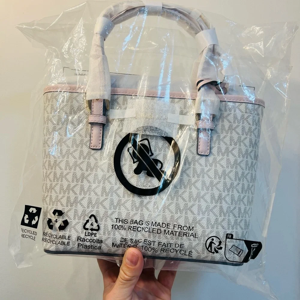 NEW - Michael Kors Gray and Pink Tote Bag - Picture 1 of 3